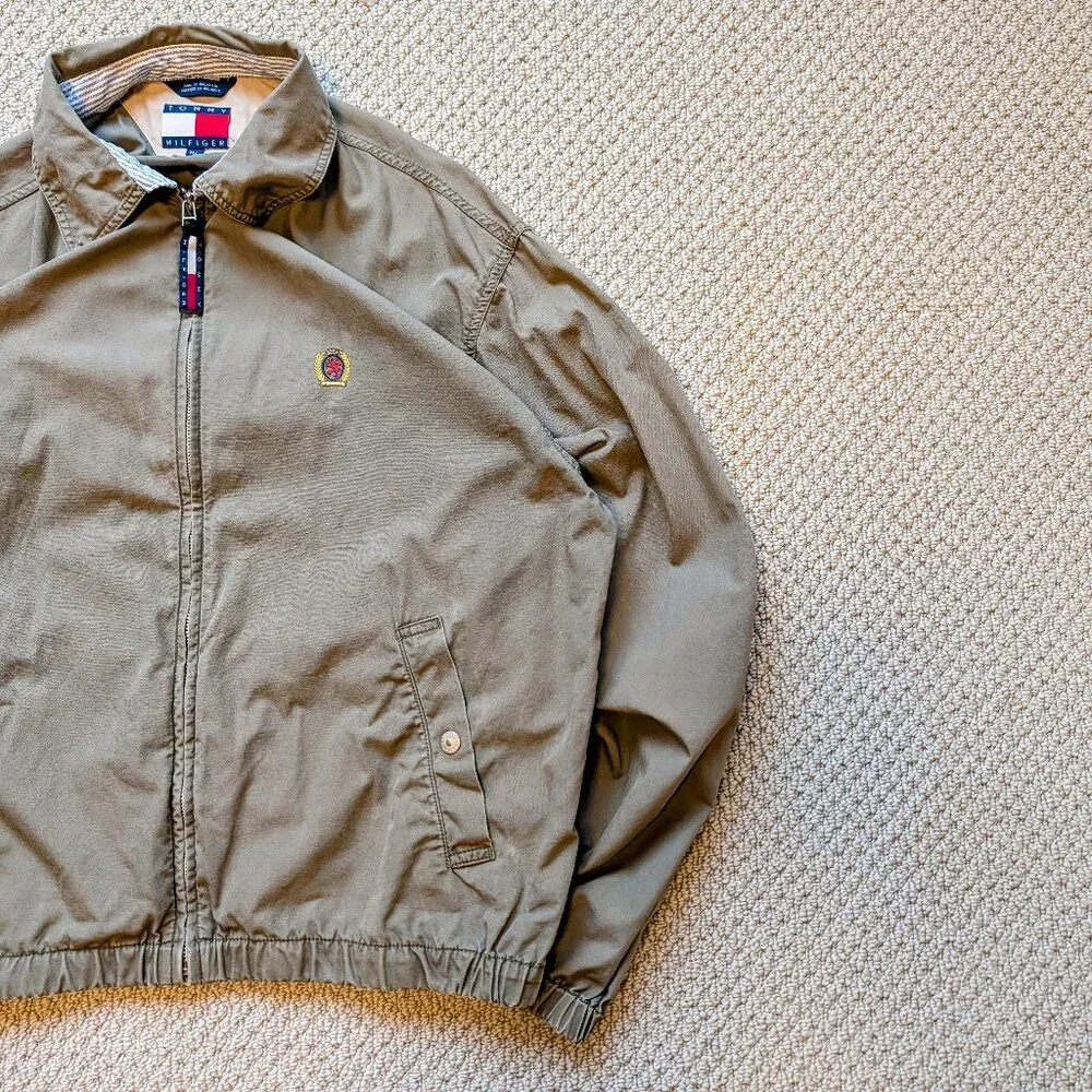 Tommy Hilfiger Harrington Jacket Cotton Medium Olive Grey - Picture 3 of 11